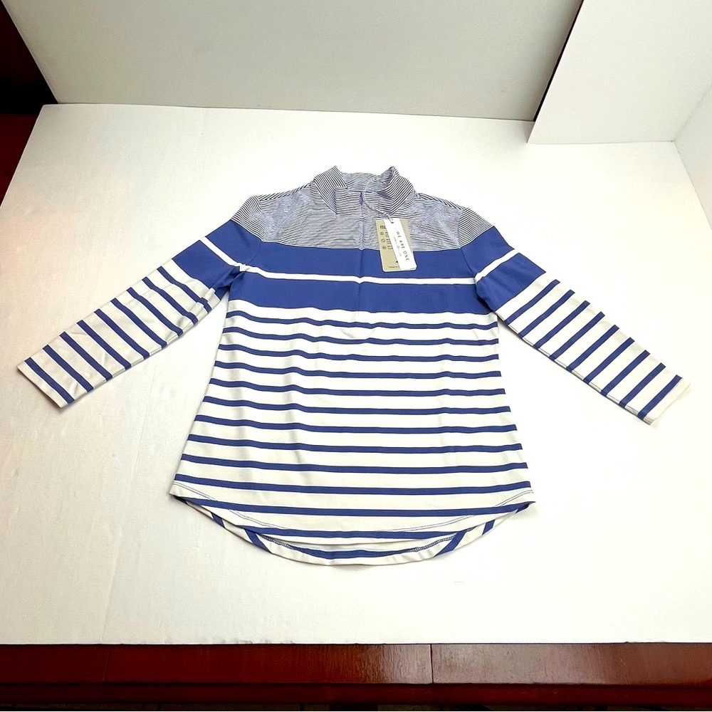 Tommy Bahama Islandzone Blue White Quarter Zip Pullover XS NEW *SURFACE FLAW